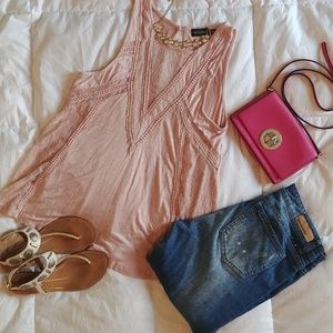 Tempted tank with lace detail